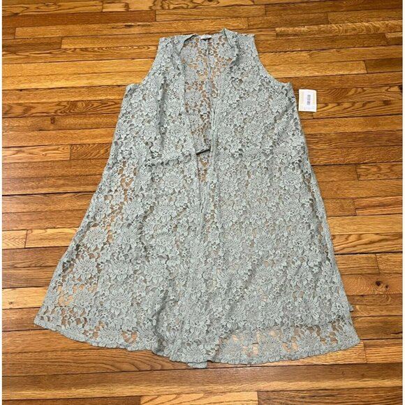 LulaRoe Women's Lace Kimono Duster Cardigan Joy Gray Size Large NWT! - Picture 1 of 5